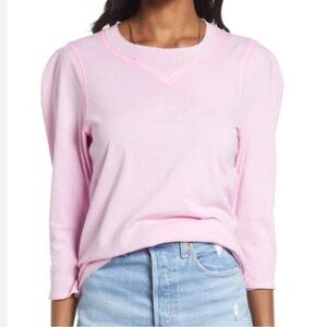 FREE PEOPLE WE THE FREE Pink Clover Puff Shoulder Tunic Top in Lollipop Size XS